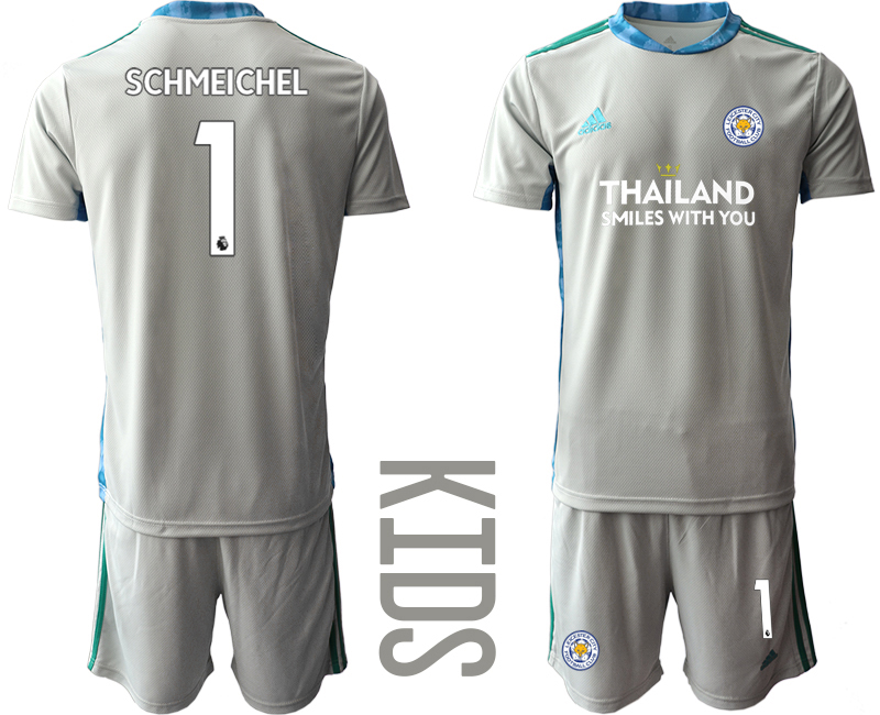 Cheap Youth 2020-2021 club Leicester City grey goalkeeper 1 Soccer Jerseys